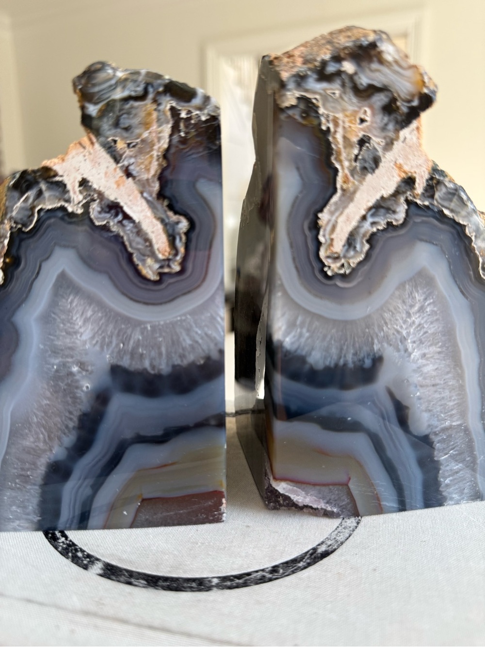 Natural agate bookend pair - Picture 3 of 8